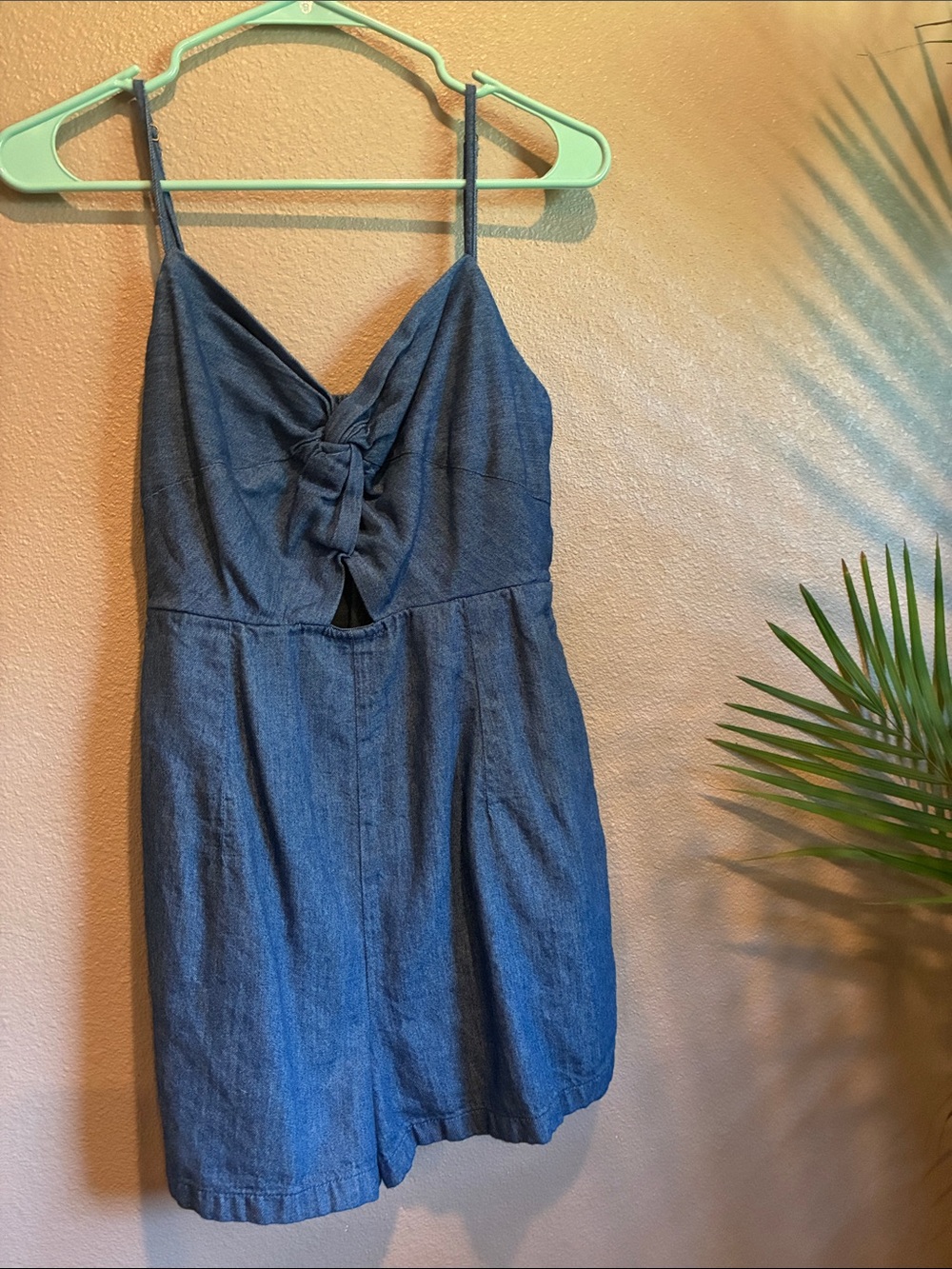 Old Navy Blue Denim Girls Knot-Front Bodysuit Romper